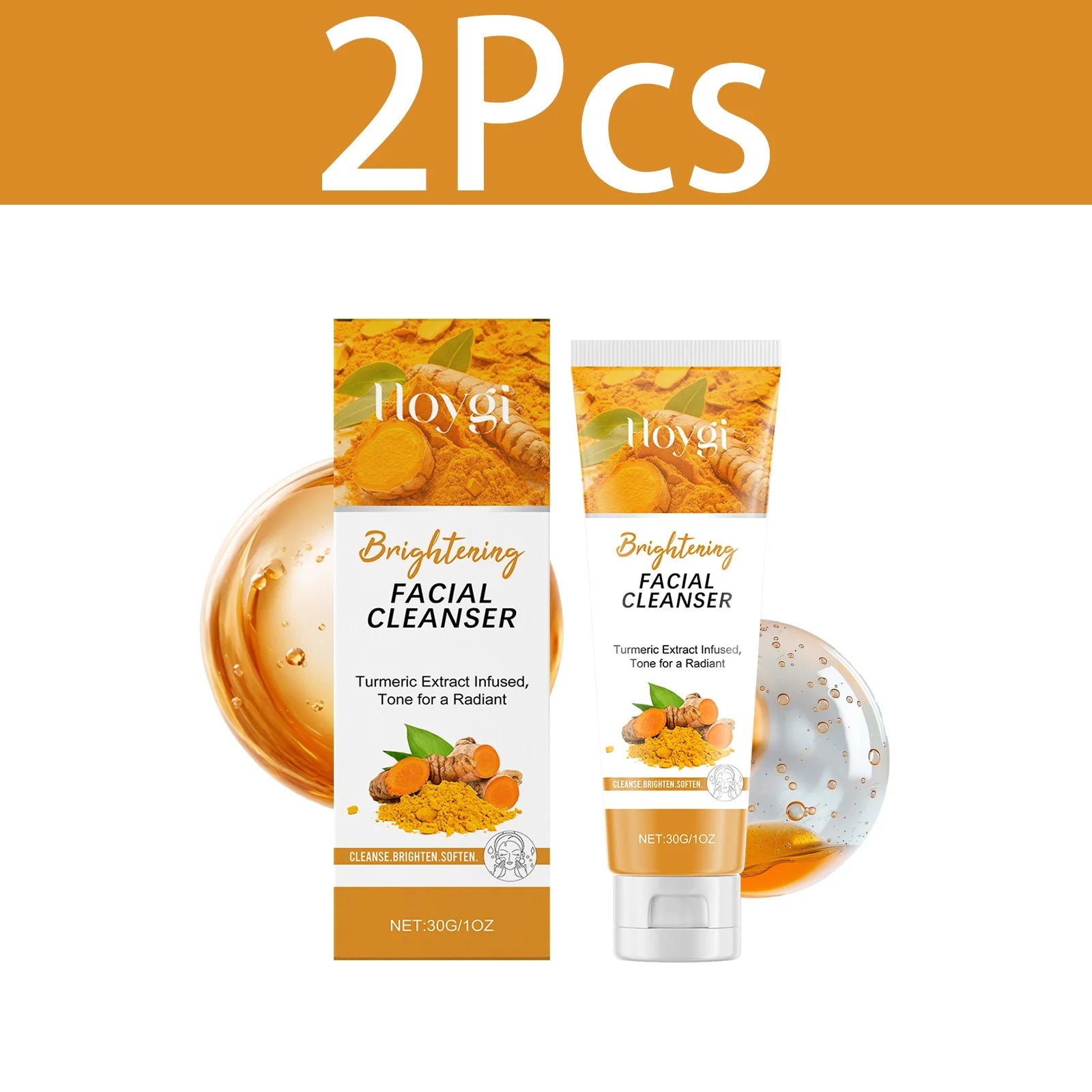 Turmeric Cleanser Moisturize Facial Brightening Skin Tone Daily Face Wash Foam Skincare Deep Clean Blackhead Removal Oil Control Halalzen
