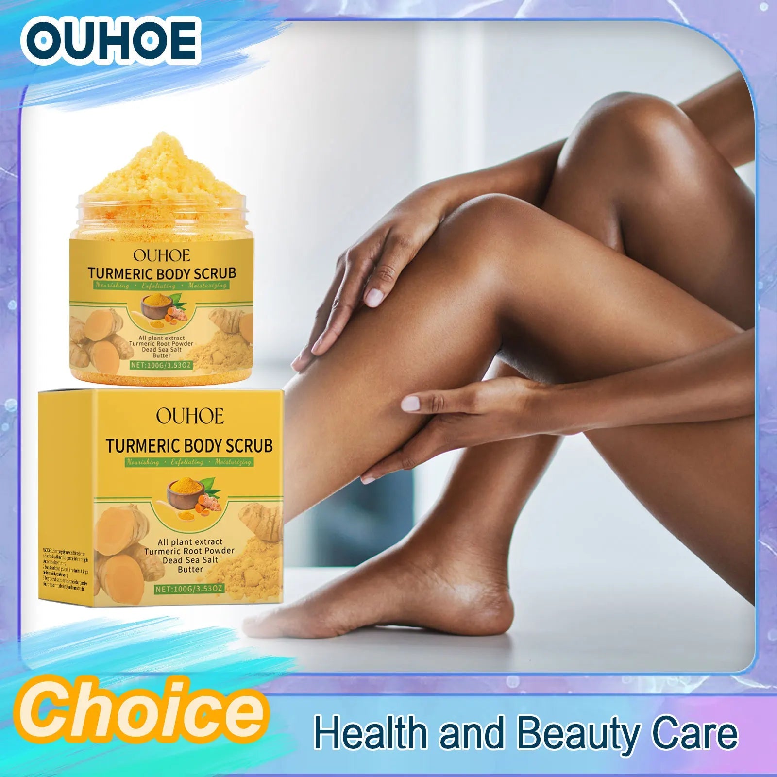 Turmeric Body Scrub for Women Men Lightening Exfoliate Remove Dead Skin Pore Cleansing Dark Inner Moisturising Smooth Skin Care Halalzen