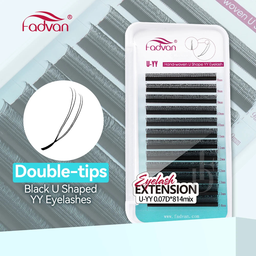 FADVAN U Shape YY Eyelash Extensions 2D UU Eyelashes Premium Soft Natural Fans Cluster Curl C/D False Lashes Make up Tools
