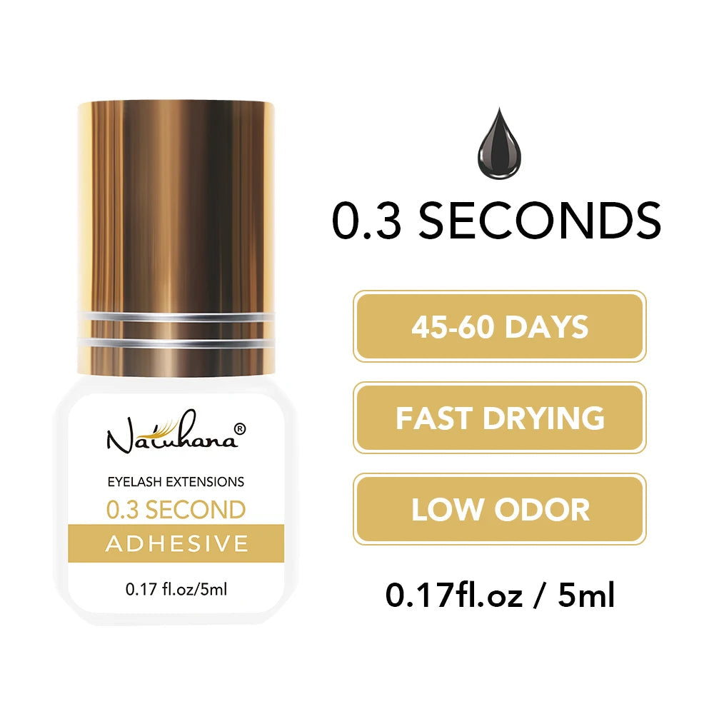 Professional 5ml 0.3S 0.5S 1S 2S 3S Eyelash Glue Fast Drying Strong False Eye Lash Extension Glue Adhesive Halalzen