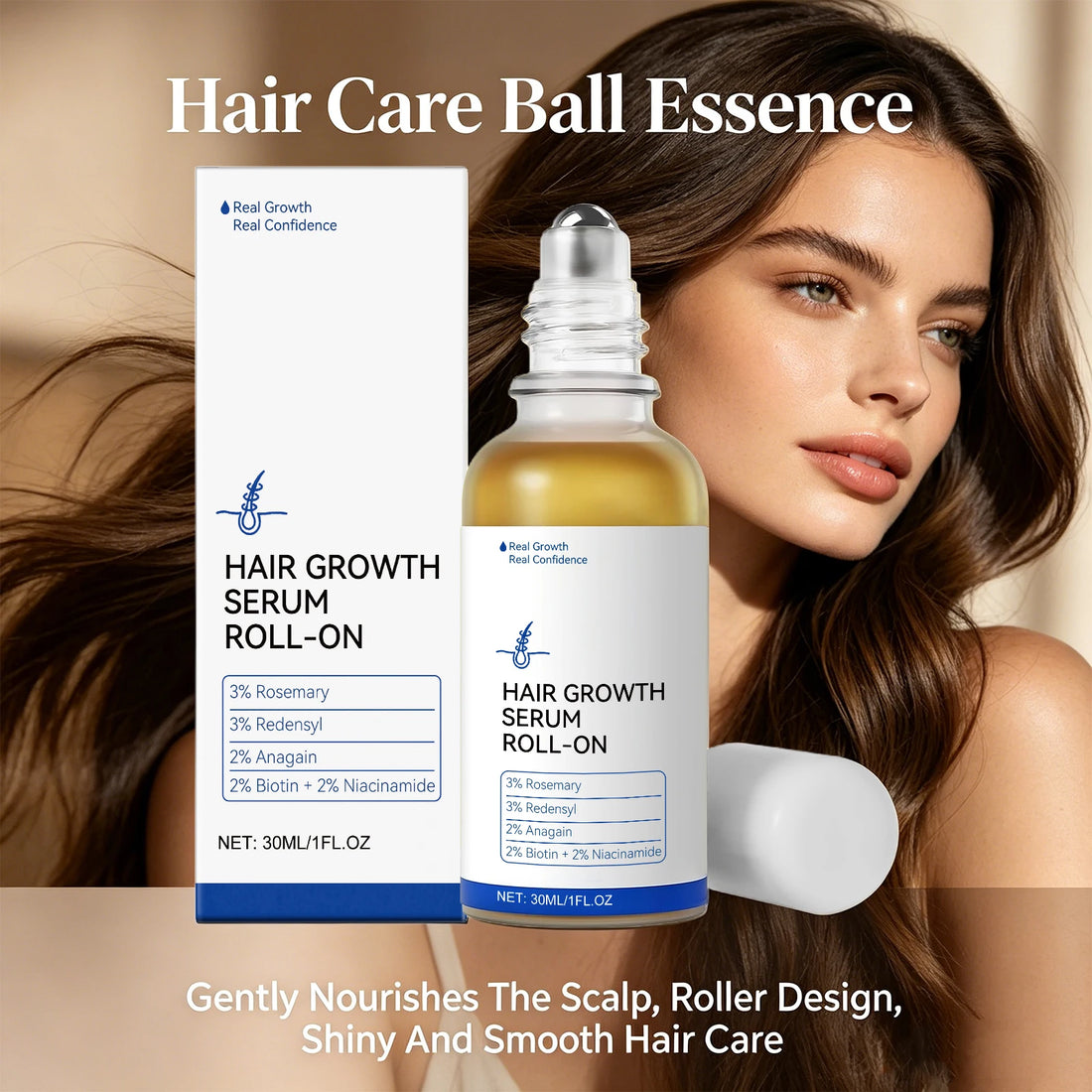 Hair Growth Serum Roll-On Redensyl & Rosemary Scalp Care Anti Hair Loss Serum Nourishing Scalp Massage Serum for Men & Women