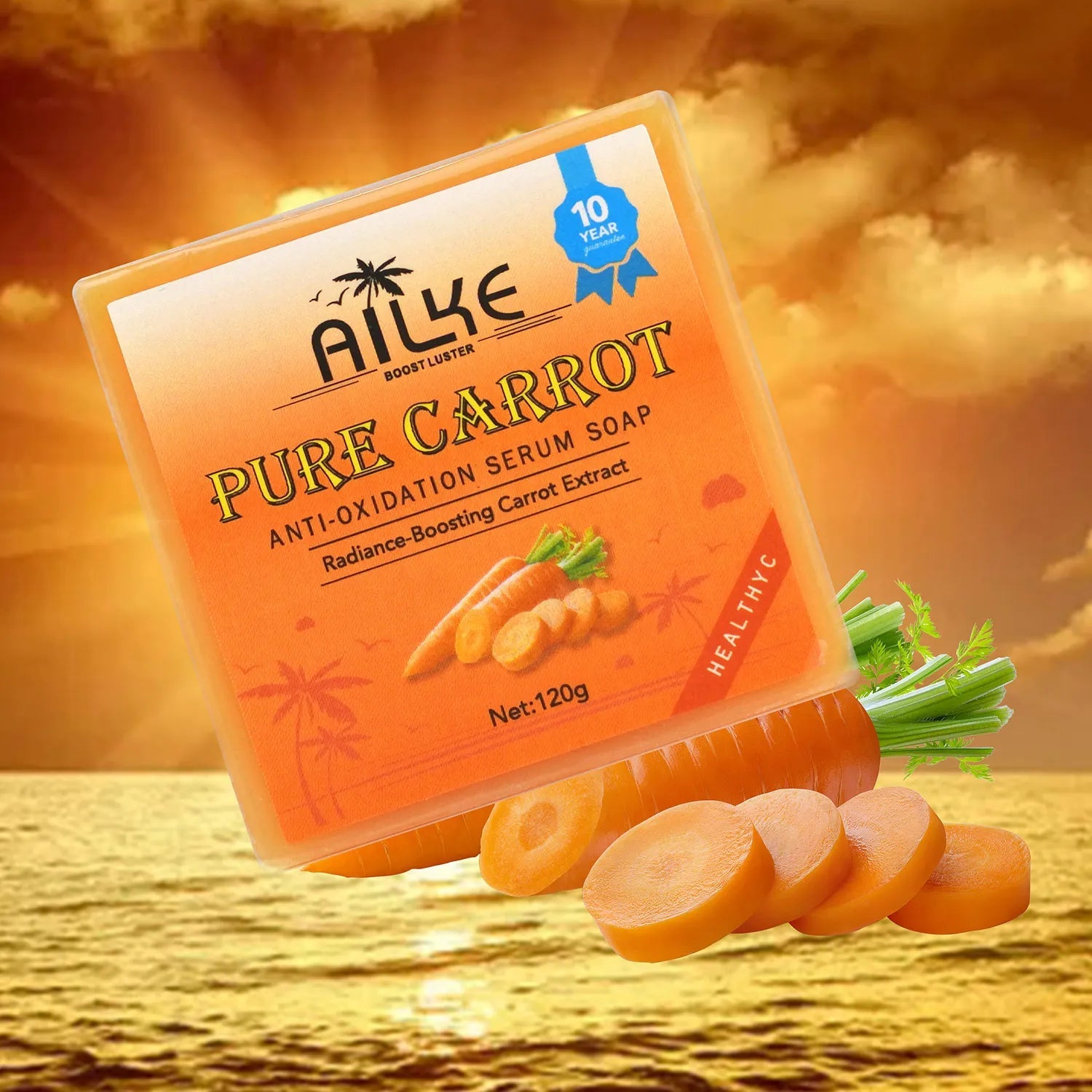 AILKE Pure Carrot Anti-Oxidation Serum Soap, Whitening, Clean Stains, Skin Brightening Soap Bar, With Vitamin C, For Body, Face Halalzen