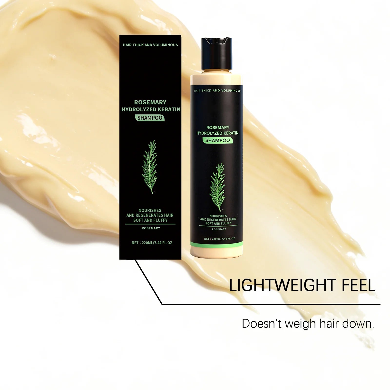 220ML Rosemary Keratin Volumizing Shampoo Natural Hair Care Deep Cleansing Moisturizing Smooth Fullness Boost Long Lasting Halalzen