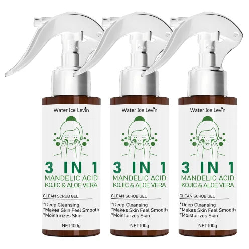 Water Ice Levin 3-in-1 Clean Scrub Gel with Mandelic Acid, Kojic,Aloe Vera, Replenishes Moisture, Deep Cleanses for Smooth Skin Halalzen