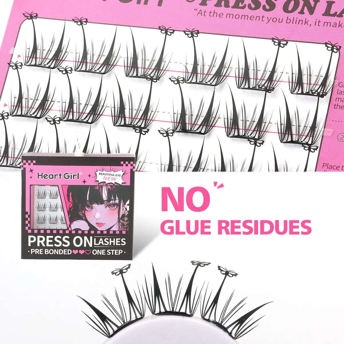 Glue-free False Eyelashes Fluffy Thick & Curled Daily Party Lash Star Butterfly Manga Clusters DIY Eyelash Extension Makeup Tool