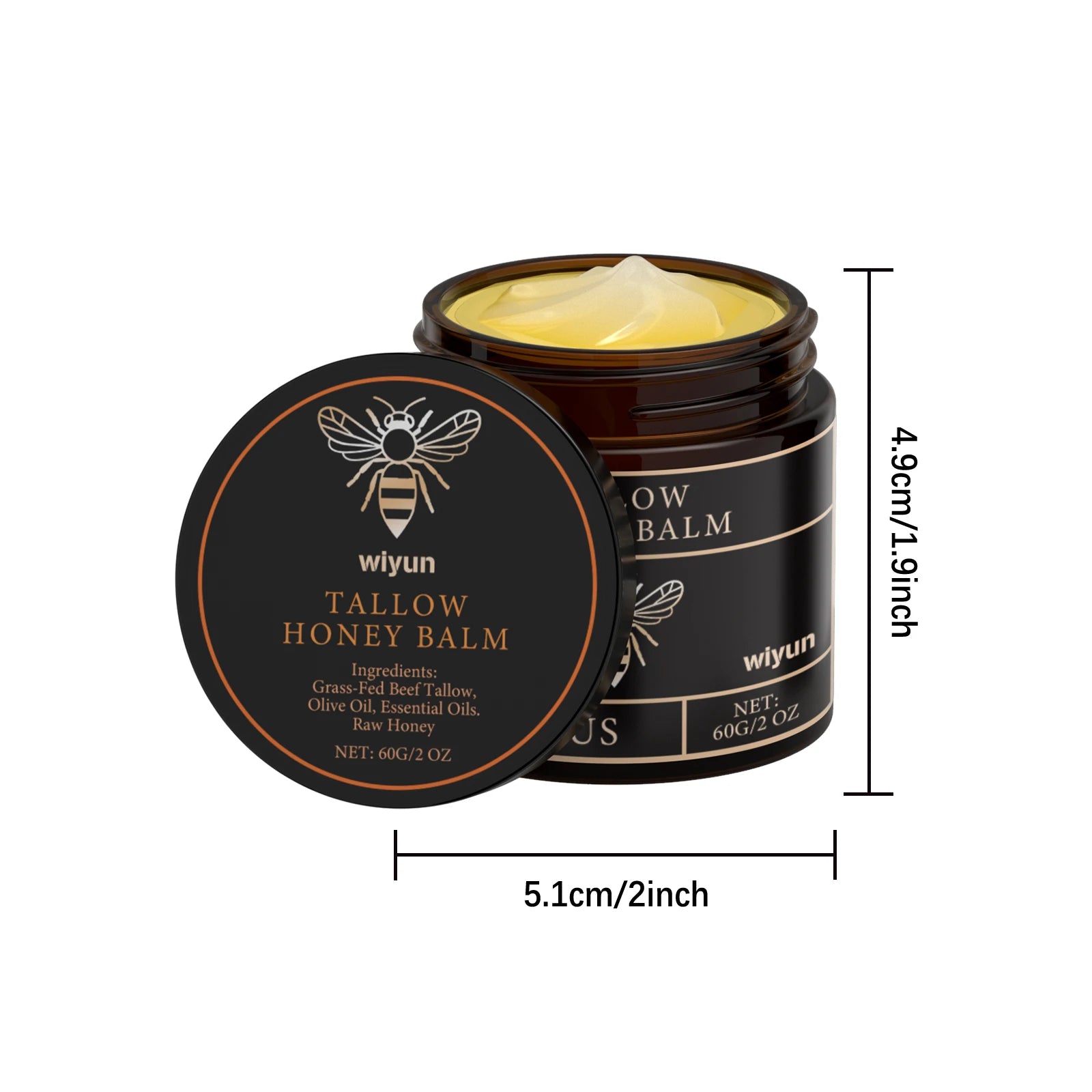 Tallow Honey Balm Moisturizing Cream for Face Body Grass Fed Beef Tallow Balm Natural Deep Moisturizer Soft Soothing Skin