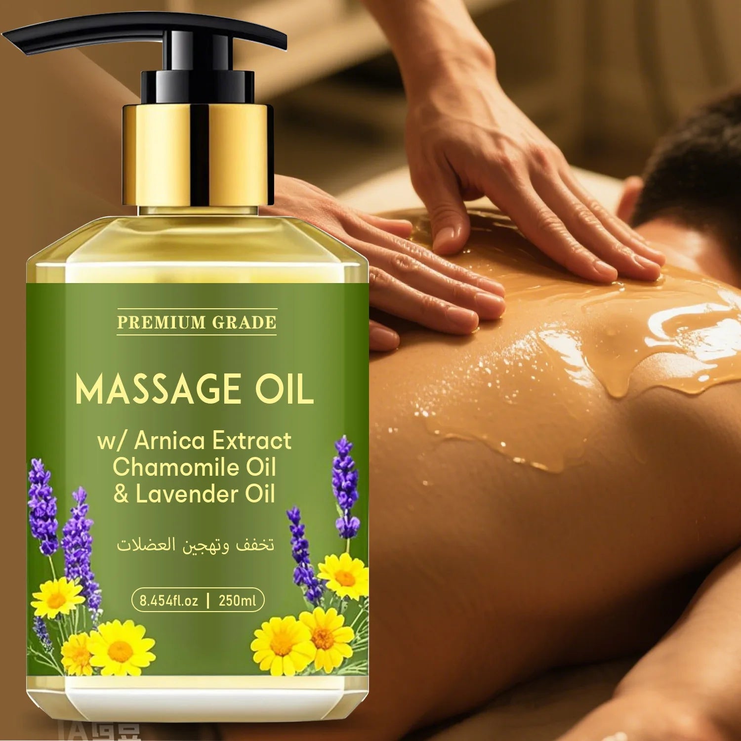 Chamomile and Lavender Essential Oil Massage Oil Nourishes the Skin, Relaxes the Mind and Relieves Muscle Tension 250ml