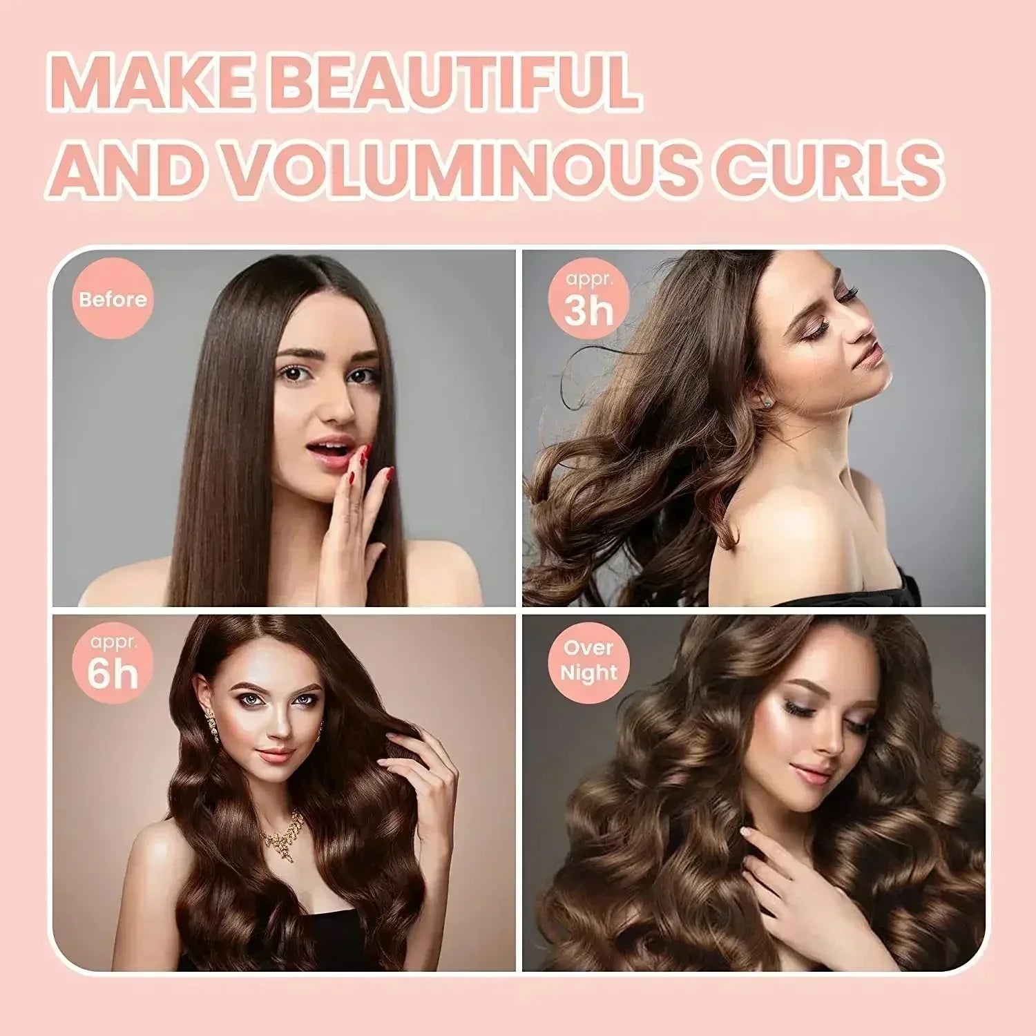 Heatless Hair Curlers Curling Rod Headband No Heat Hair Rollers Lazy Curls with Hook Sleeping Soft Flexi Rod Hair Styling Tools Halalzen