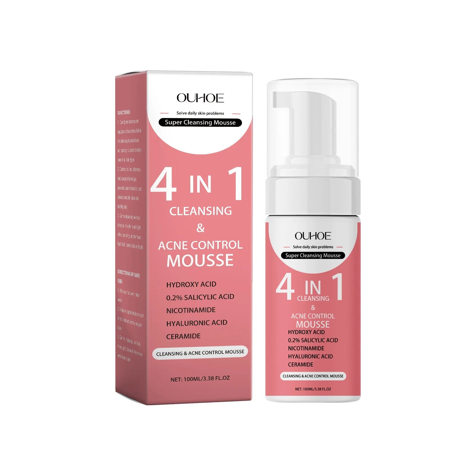 Facial Cleanser Mousse Moisturizing Oil Control Removing Acne Blackhead Exfoliation Firming Brightening Hydrating Foam Face Care Halalzen