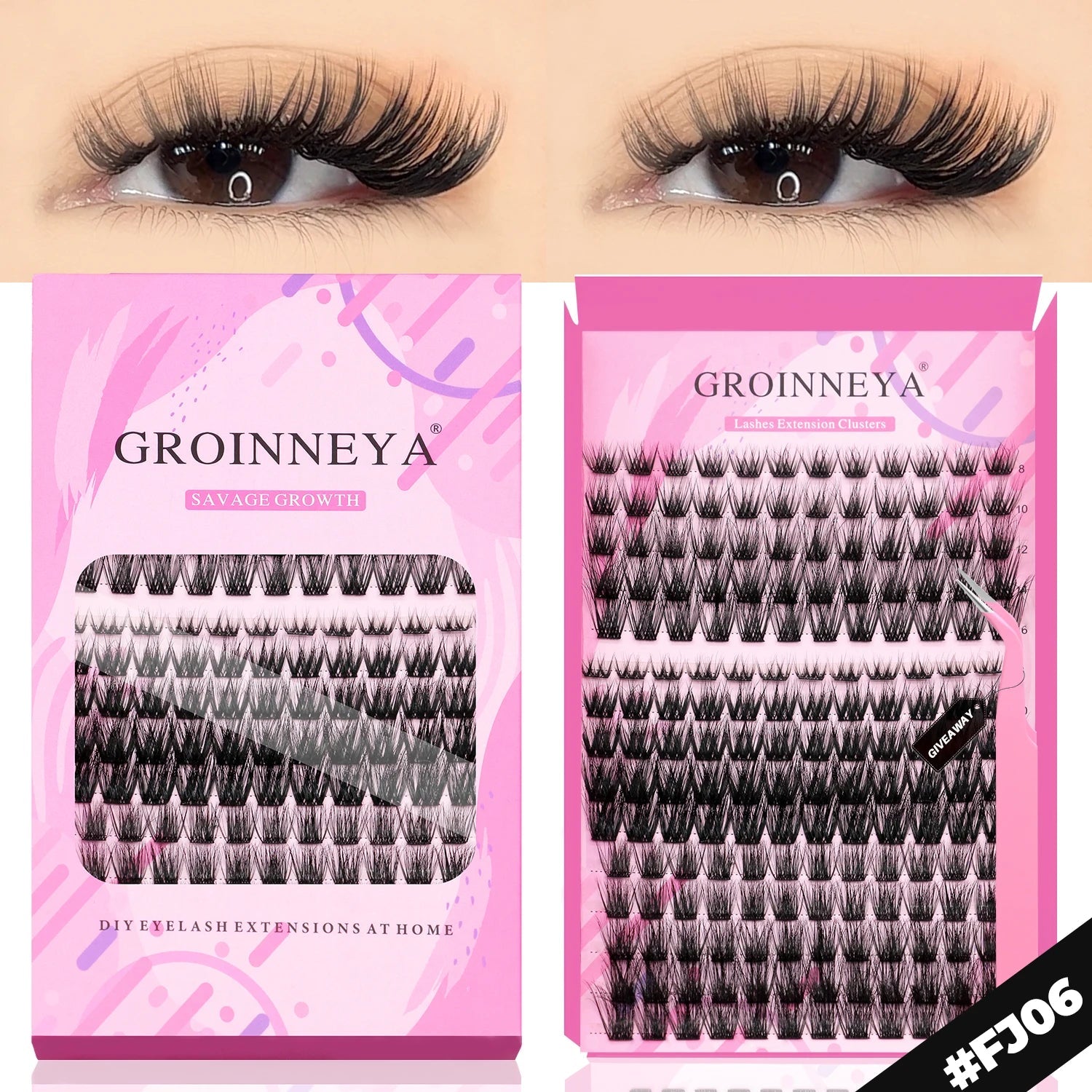 GROINNEYA DIY Lashes Extension Kit Individual Lashes Clusters Faux Mink Eyelash Extension Mix set with Lash Natural Look Makeup Halalzen