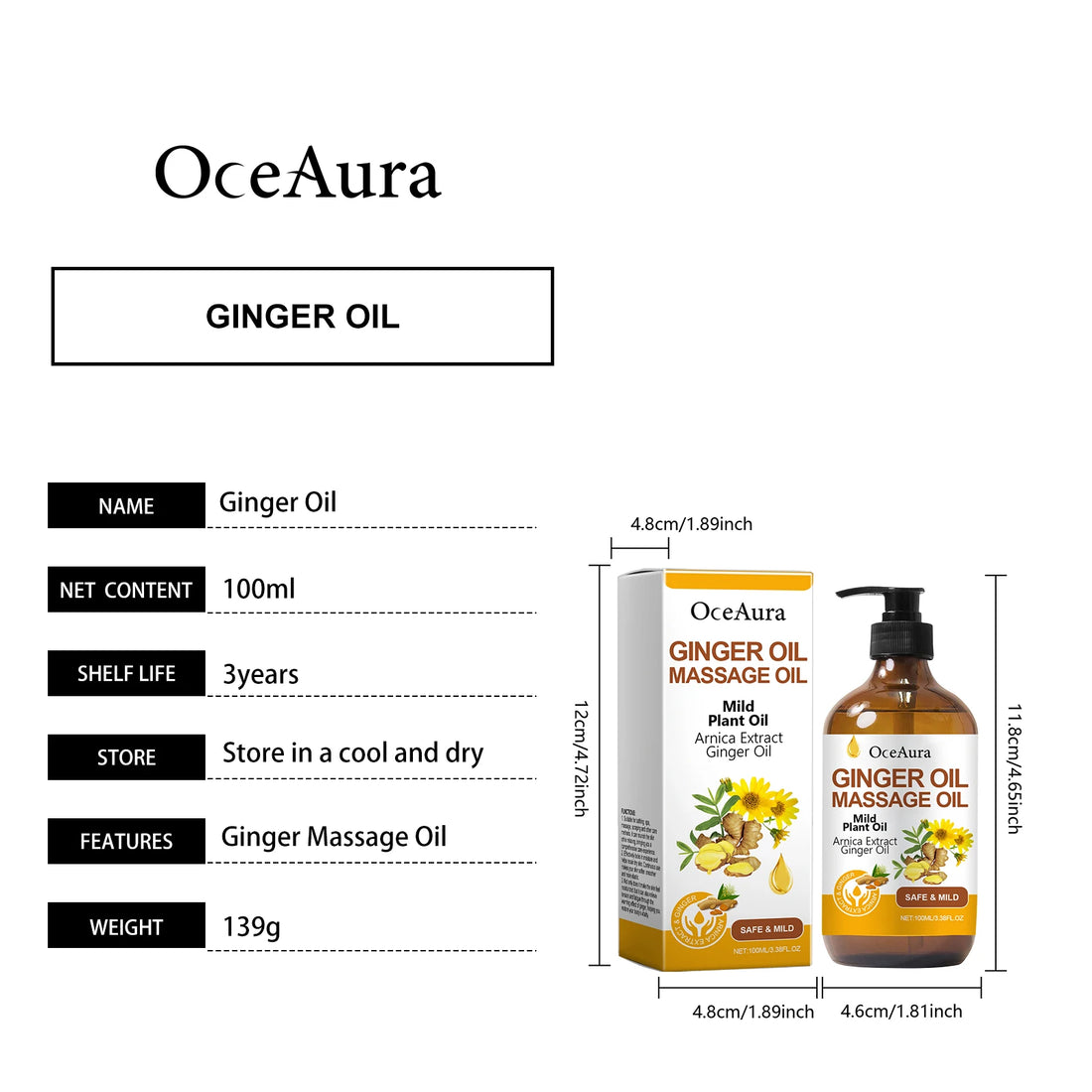 Body Relaxing Essential Oil Ginger Massage Oil Improve Rough Dry Skin Relieve Muscle Fatigue Body Nourishing Soft Care