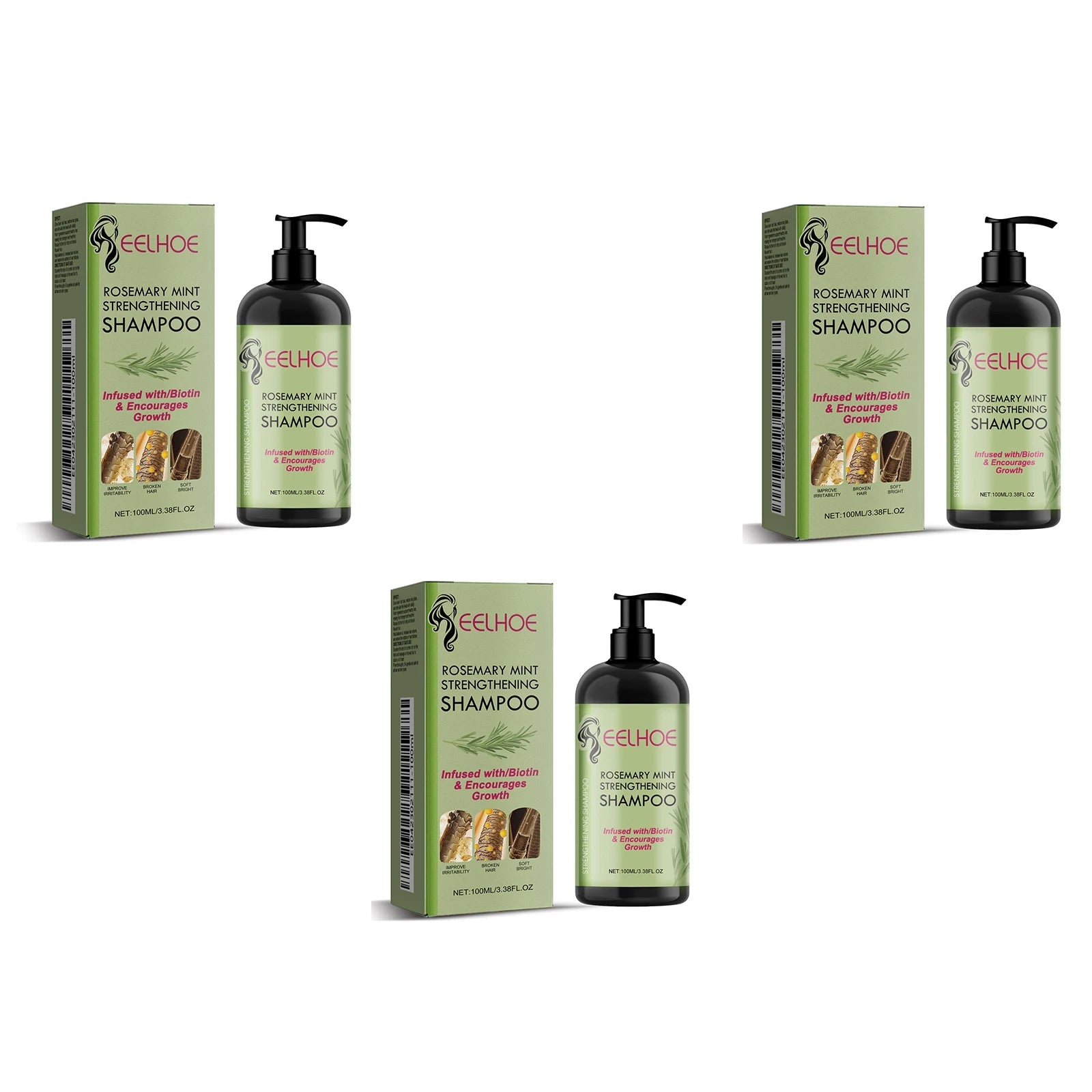 EELHOE Rosemary Straightening Shampoo Repair Damaged Dry Curl Fluffy Hair Nourishing Refreshing Straightening Shampoo Hair Care Halalzen
