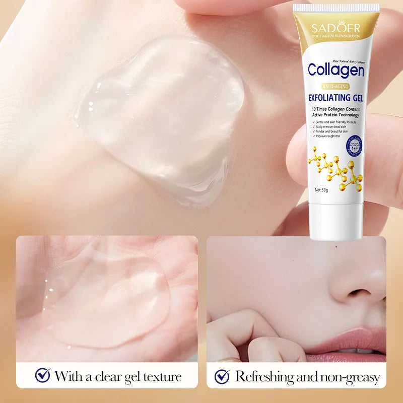 SADOER Collagen Exfoliating Face Gel Anti-Aging Creams Moisturizing Deep Cleansing Exfoliator Face Wash Facial Cleanser Halalzen