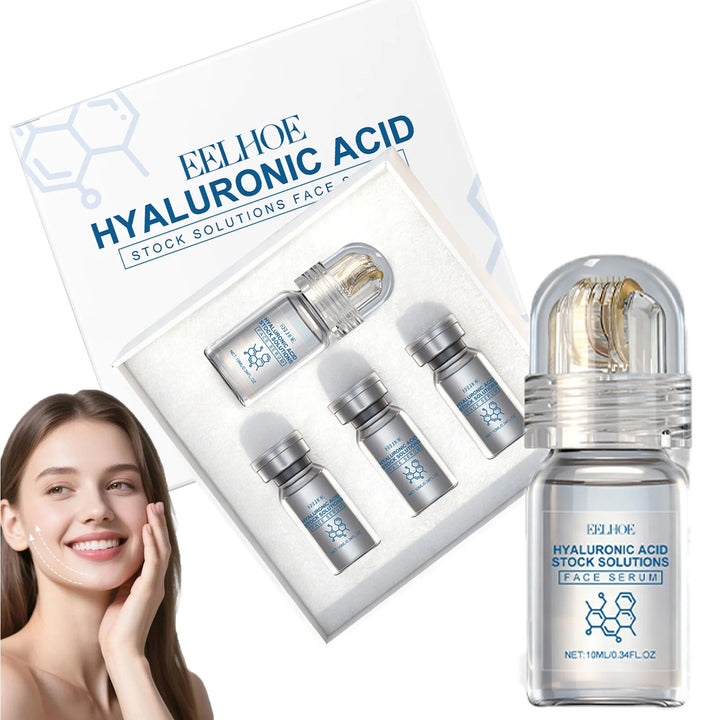 Hyaluronic Acid Stock Solutions Face Serum with Roller Microneedle Set Moisturizing Anti-Wrinkle Facial Serum Smoothing Refresh Halalzen