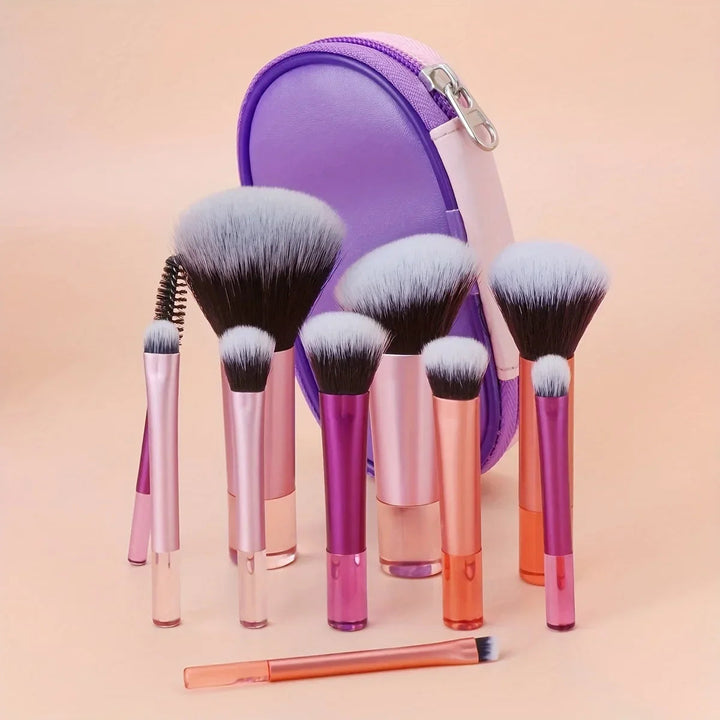 10pcs Mini Makeup Brush Set Powder Eyeshadow Foundation Blush Blender Concealer Beauty Makeup Tools Brush Professional Supplies Halalzen