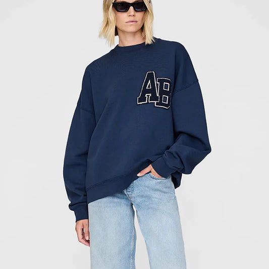 Early autumn new North American niche AB towel embroidered fabric embroidered letter women's hoodie