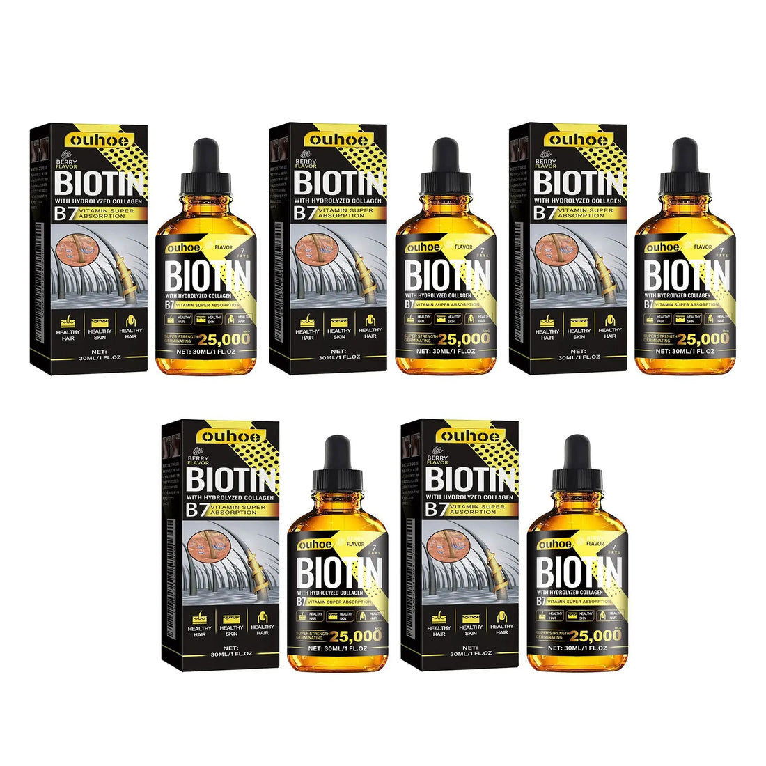 OUHOE Collagen B7 Vitamin Hair Essential Oil Moisturizing Soften Improve Hair Loss Thinning Regrowth Nutrition Hair Care Liquid Halalzen