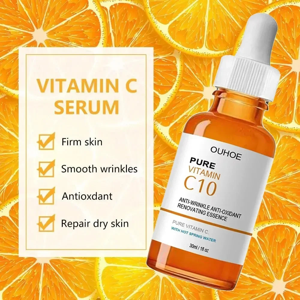 Vitamin C Wrinkle Remover Face Serum Lifting Firming Fade Fine Lines Anti-aging Essence Whitening Brighten Nourish Skin Care Halalzen