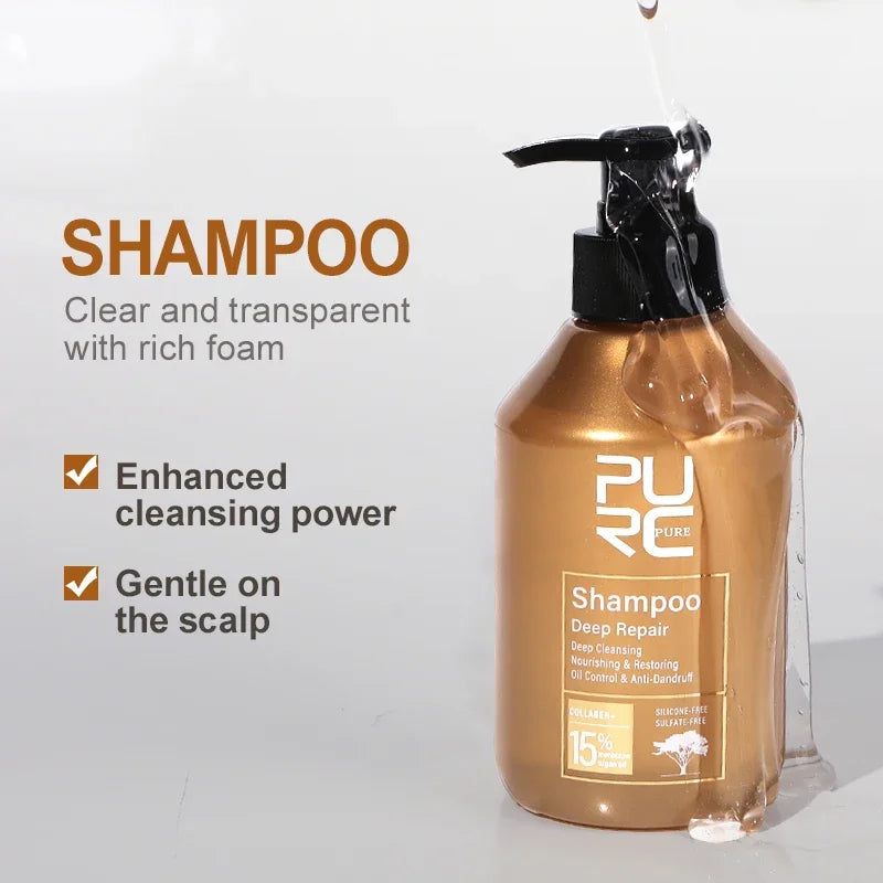 PURC Morocco Argan Oil Shampoo Conditioner Set Smoothing Nourishing Repair Damaged Frizz Hair Scalp Treatment Hair Care Halalzen