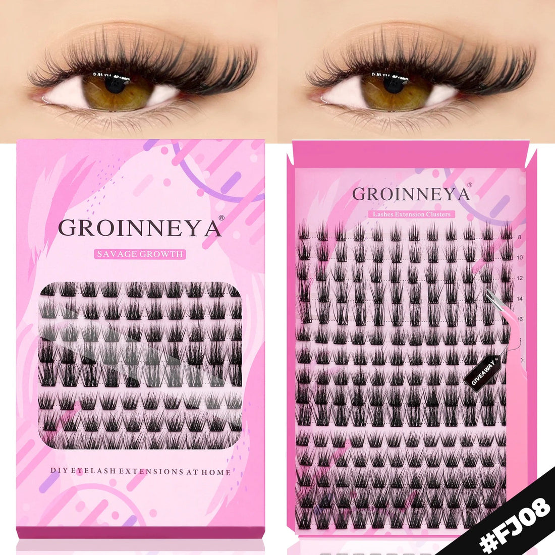 GROINNEYA DIY Lashes Extension Kit Individual Lashes Clusters Faux Mink Eyelash Extension Mix set with Lash Natural Look Makeup Halalzen