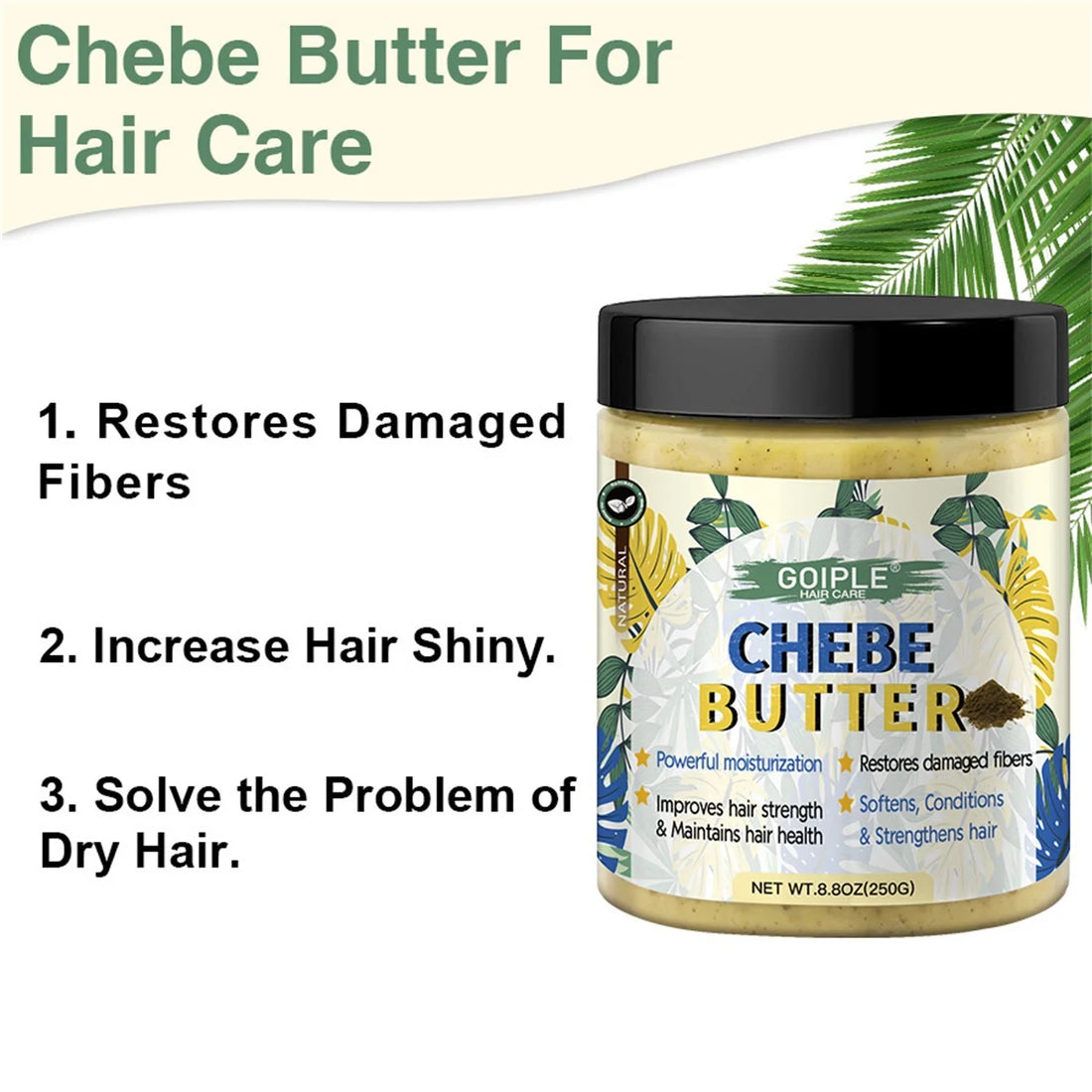 GOIPLE 250g CHEBE Butter for Men & Women Dry, Damaged,Frizzy Hair Moisturizing & Nourishing Cream,Natural Chebe Hair Growth Mask