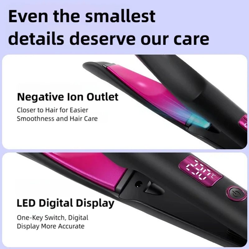 TINSOL New 2-in-1 Curling Iron & Straightener Multi-Function Hair Styling Tool Dual-Purpose Curling and Straightening Iron