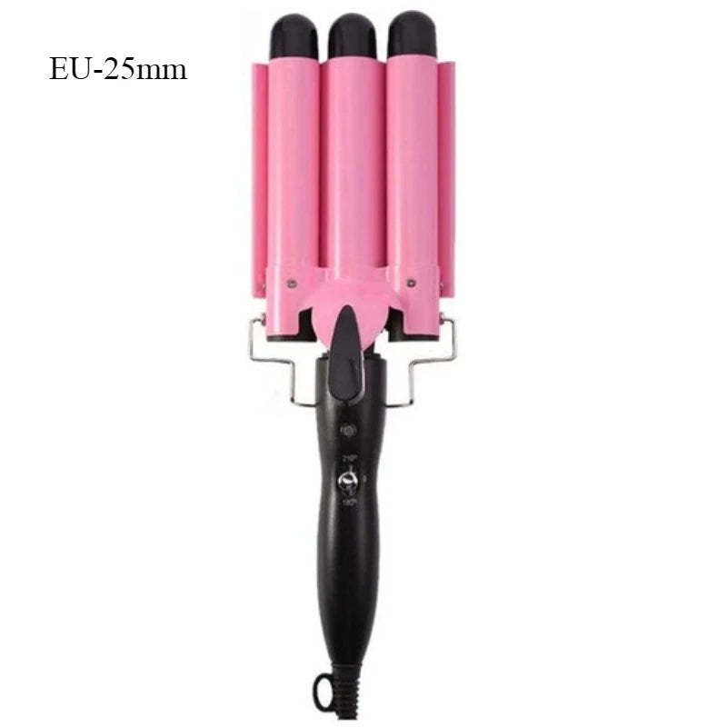 Professional Triple Barrel Hair Curler Ceramic Tourmaline Technology Fast Heating Anti Scalding Hair Styler Long Lasting Waves Halalzen
