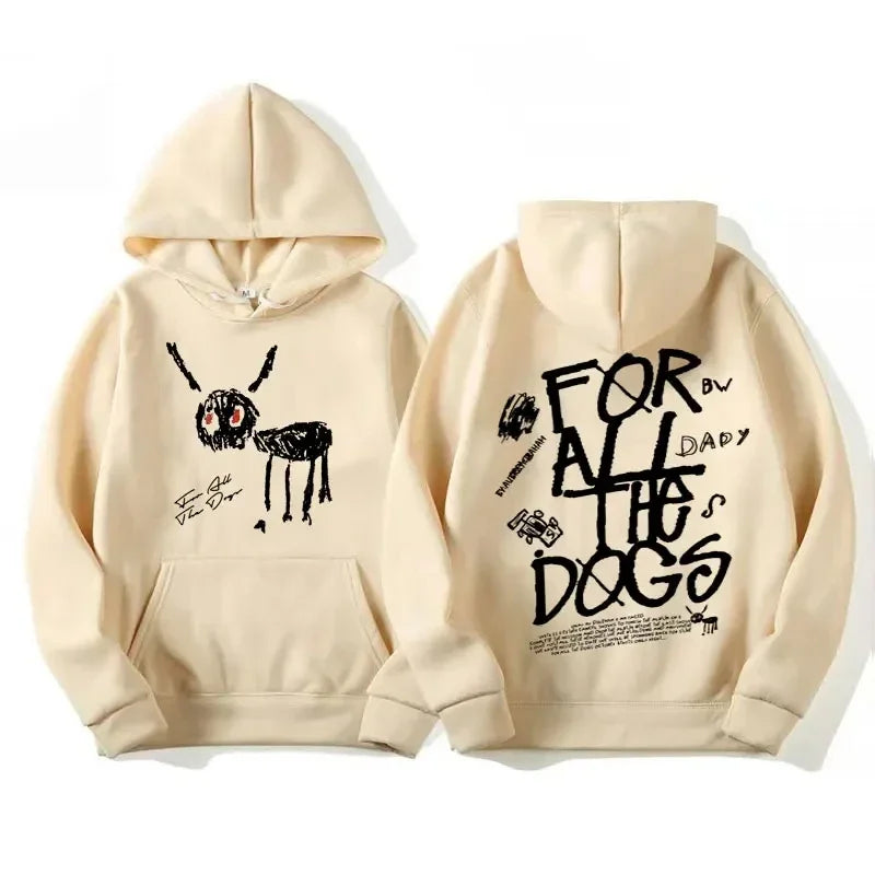 Men's fashion Hip Hop sweatshirt Vintage Streetwear sweatshirt hat all dog pattern printed hoodies from rapper Drake's new album
