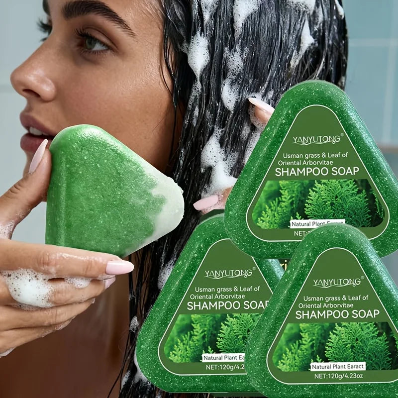 Usman Grass & Platycladus Shampoo Bar For Hair Growth Natural Herbal Soap For Hair Loss Controls Oil Strengthens Roots Shampoo