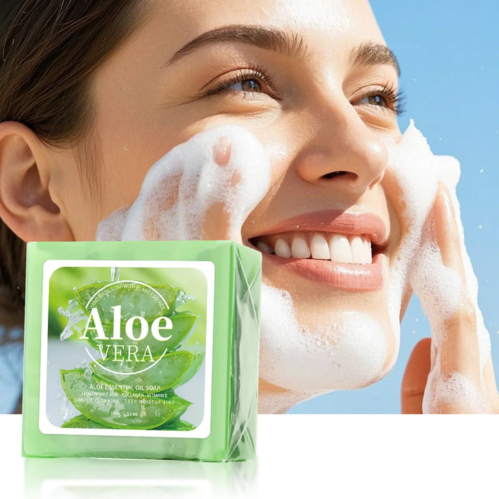 100g B+Aloe Olive Oil Soap Herbal Glycerin Natural Soap Handmade Skin Deep Cleaning Whitening Solid Soap Halalzen