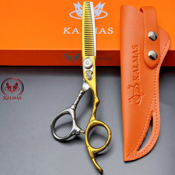 KALMAS Professional Hairdressing Scissors Set - Thinning Flat Tooth Scissors for Home Hair Cutting Styling Tools Halalzen