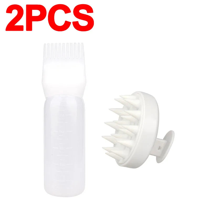 Head Scalp Massage Comb Silicone Shampoo Brush Hair Dye Tint Oil Applicator Bottle with Brush Salon Hair Styling Tools SZI20