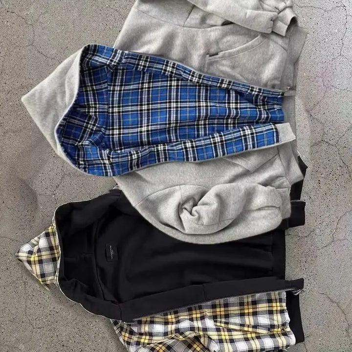 Sweat à capuche coréen simple gris double face oversize zippé pour femme, style Y2K, Harajuku gothique décontracté, sweat-shirt de couple Joker