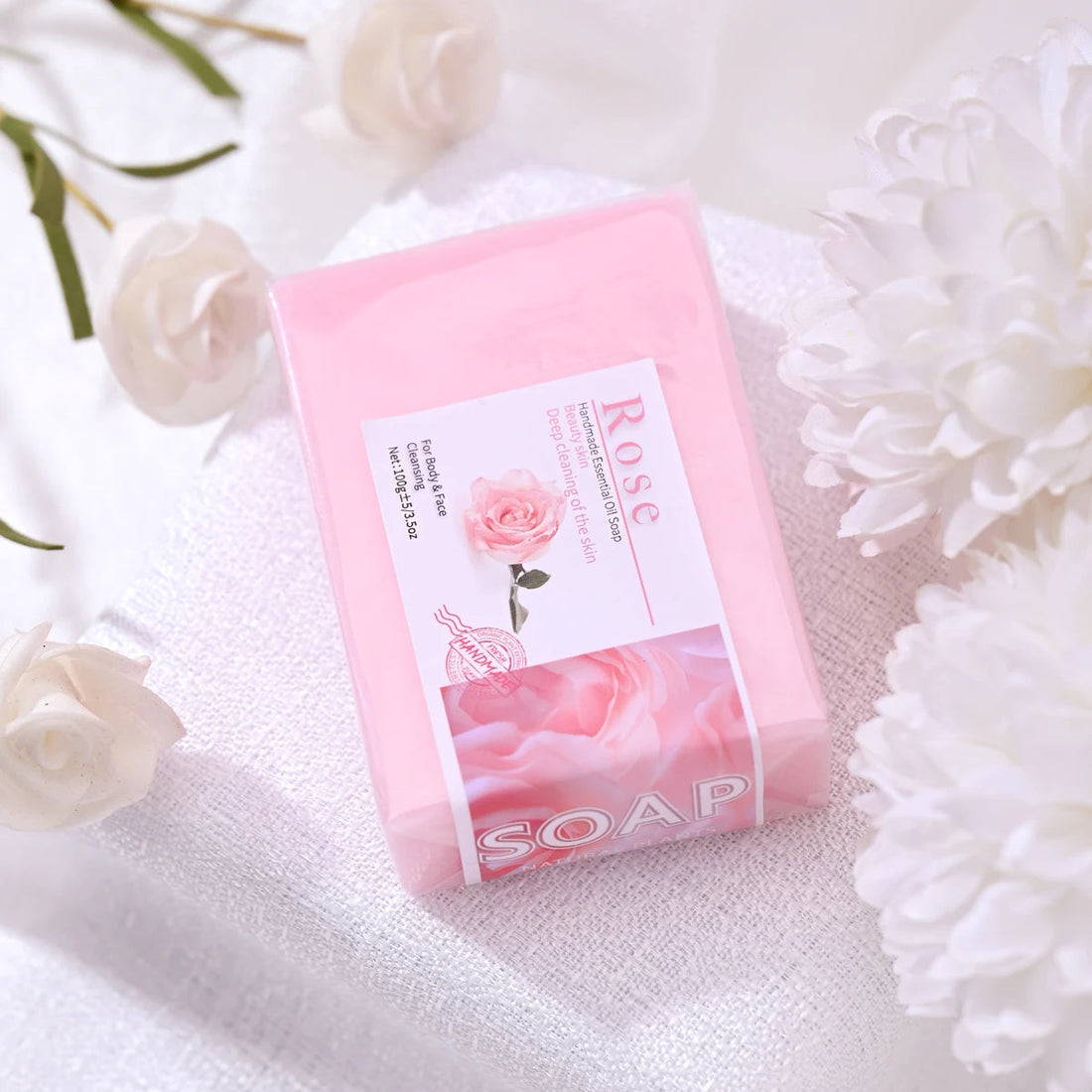 100g Hot Selling Products Rose Oil Handmade Glycerin Soap Bar Body Face Soap Deep Cleans Whitening Soap with Lavender Halalzen