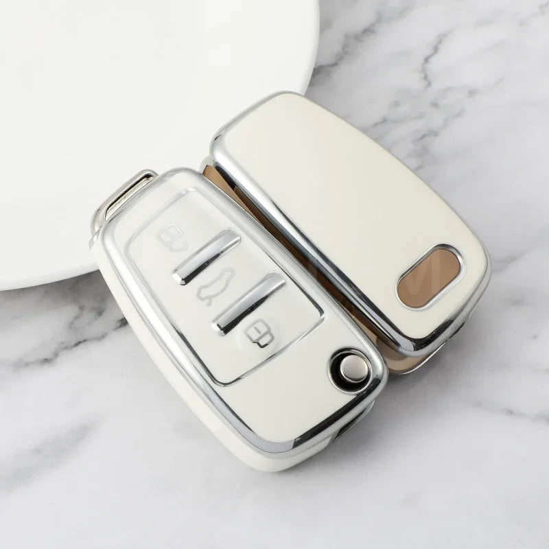 Soft TPU Car Key Cover Case Shell Bag For Audi A3 A4 A5 A6L C6 8L 8P B6 B7 B8 C6 RS3 Q3 Q7 TT 8L 8V S3 Protector Accessories