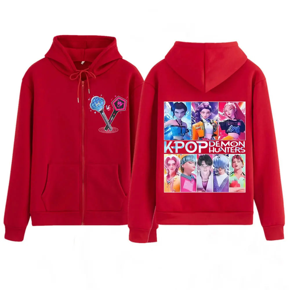 Kpop Demon Hunters Saja Boys Anime Graphic Zipper Hoodies Unisex Fashion Sweatshirt Long-sleeved Aesthetic Fan Gifts Jacket Coat