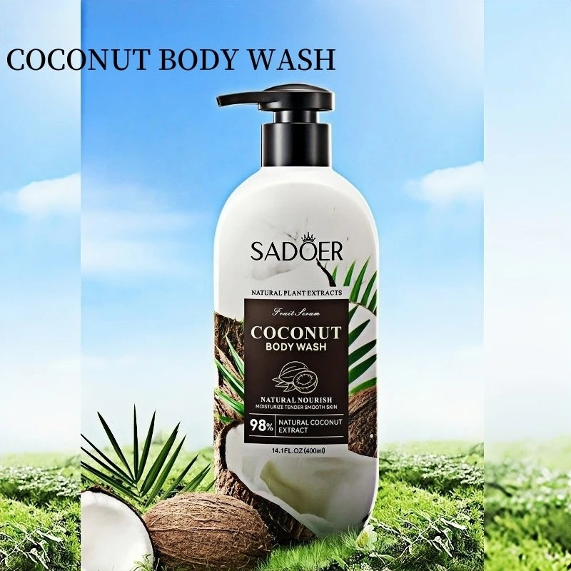 400ml of Gentle Coconut Shower Gel, Rich in Coconut Extract, Coconutamide Mea and Other Ingredients, with a Rich Coconut Scent, Long-Lasting Fragrance after Use, Light Foam Like a Cloud, Both Dense and Delicate, It Can Moistu Halalzen