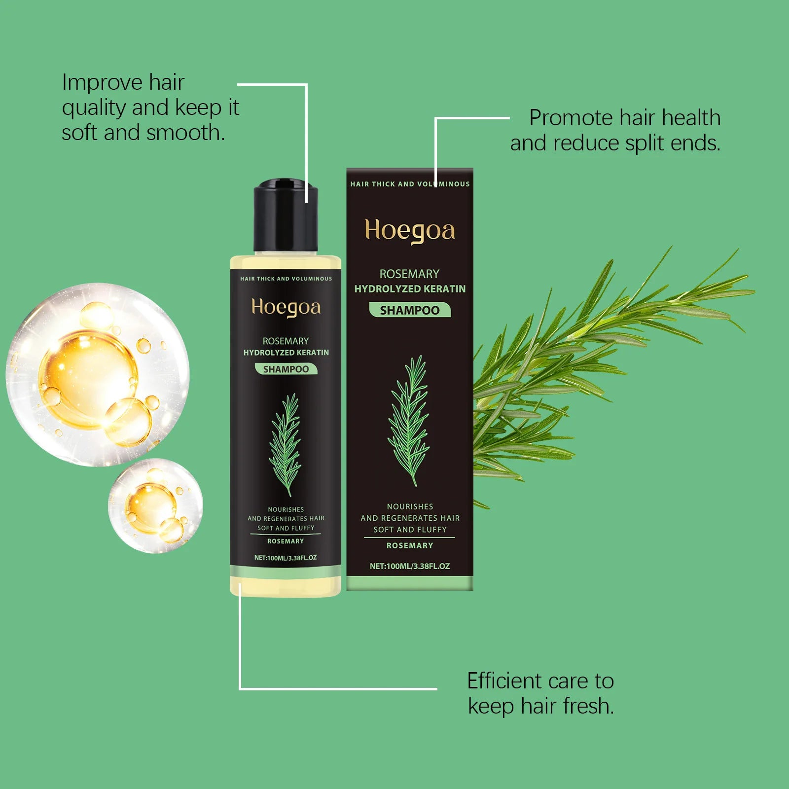 Rosemary Hair Growth Shampoo Organic Rosemary Oil for Hair Growth, Natural Anti Loss Thickening Shampoo for Thinning Hair