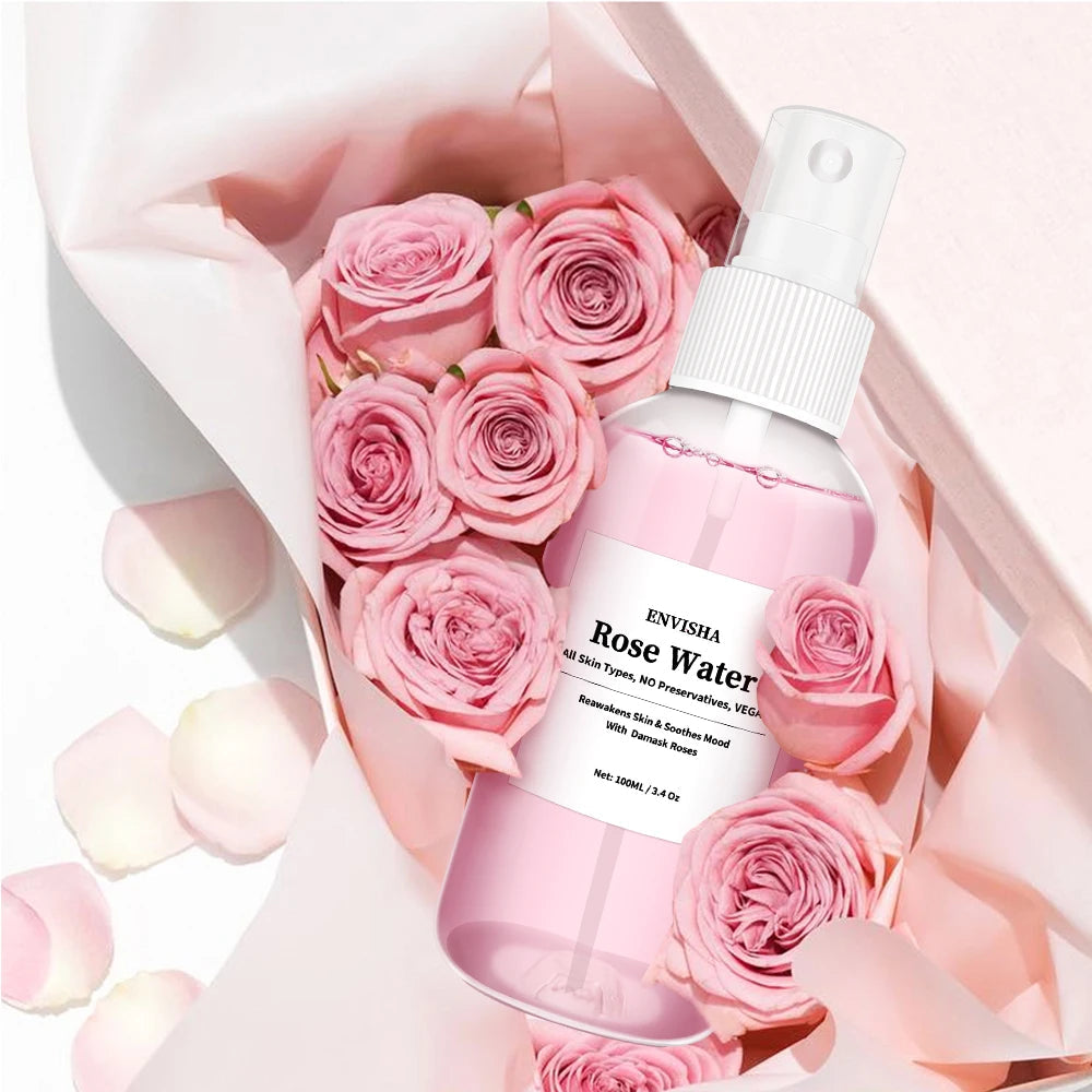 ENVISHA Rose Water For Face Facial Toner Organic Rose Petals Essence Moisturizing Serum Refresh Elastic Shrink Pores Skin Care Halalzen