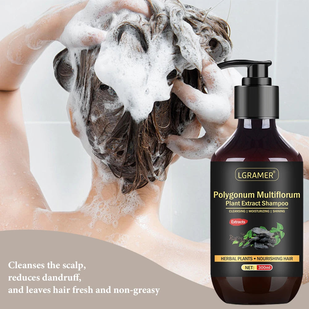 Herbal Polygonum Multiflorum Shampoo Oil Control Dandruff Control Itchy Relief Shampoo Moisturizing Nourishing for Men and Women Halalzen