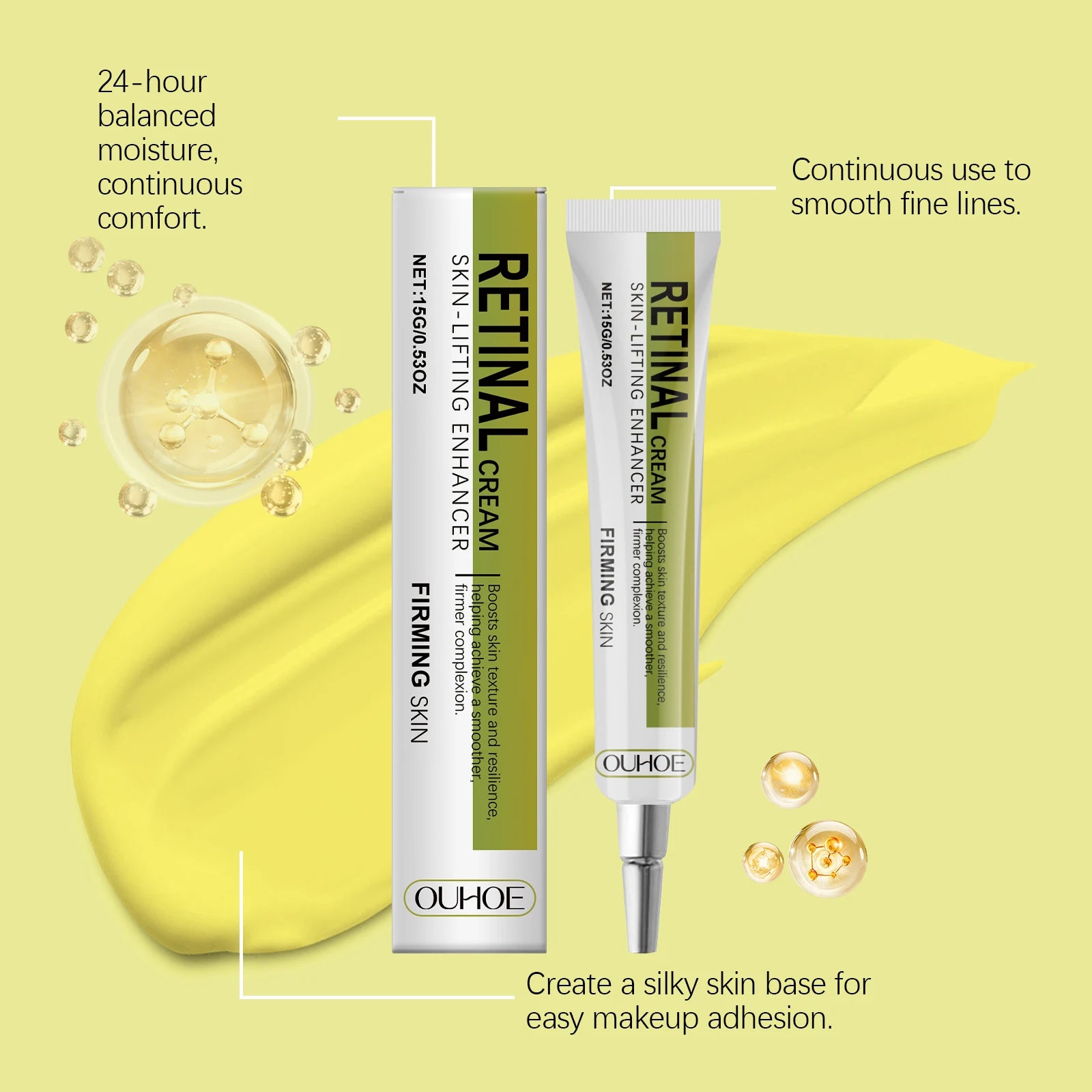 Retinol Tightening Face Cream Anti-Wrinkle Lifting Firming Night Cream Deep Hydrating Panthenol Moisturizer for Dry Mature Skin