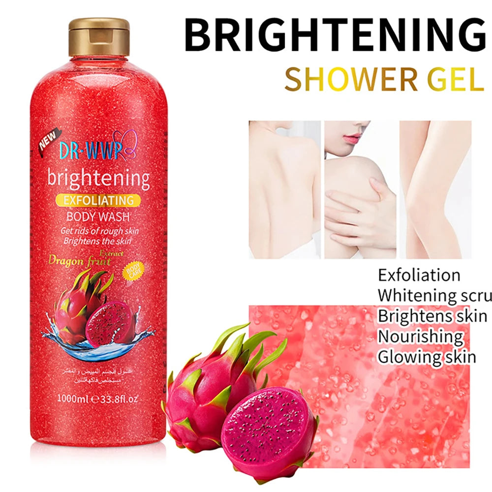 1000ml Kojic Acid Shower Gel Deep Cleansing Brighten Skin Body Wash Skin Whitening Exfoliator Body Care Moisturizing Skincare