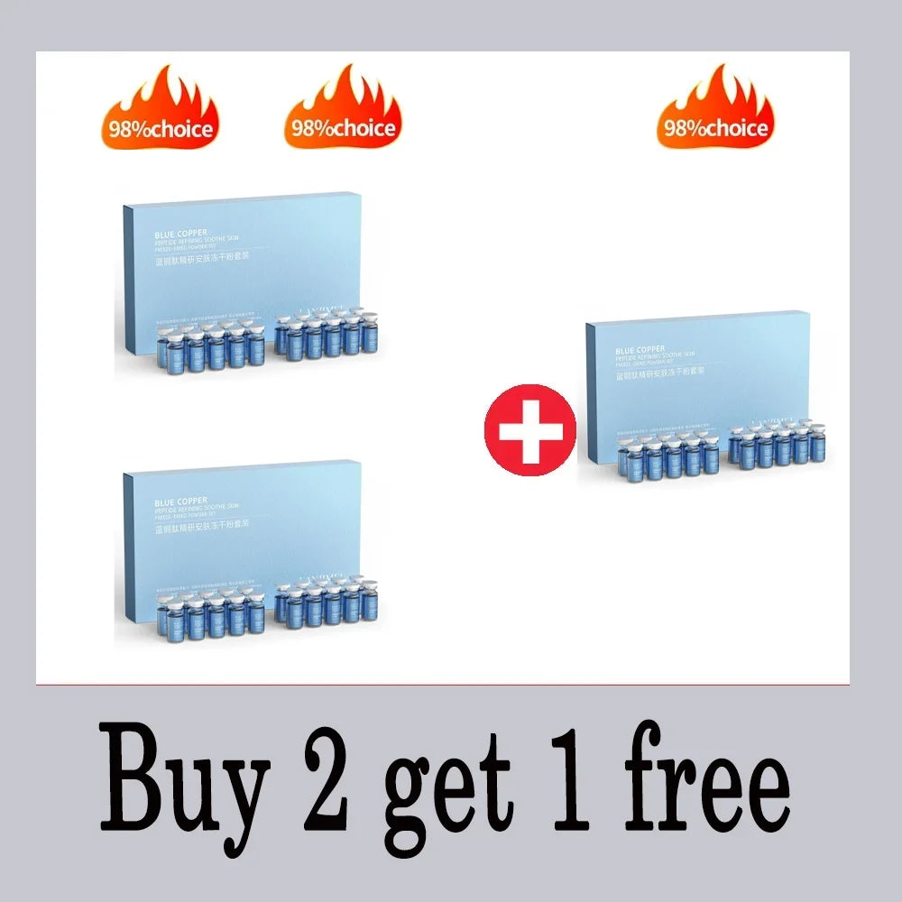 Blue Copper Peptide Freeze-Dried Powder Set Oligopeptide Anti Wrinkle Essence Shrink Pores Acne Treatment Skincare Serum 20pcs Halalzen