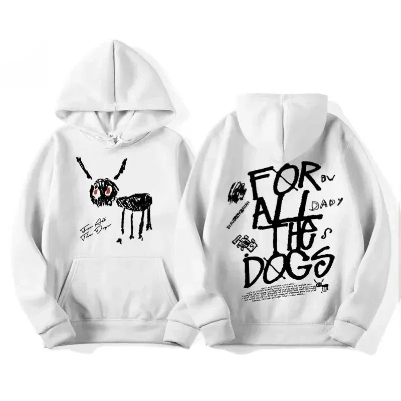 Men's fashion Hip Hop sweatshirt Vintage Streetwear sweatshirt hat all dog pattern printed hoodies from rapper Drake's new album