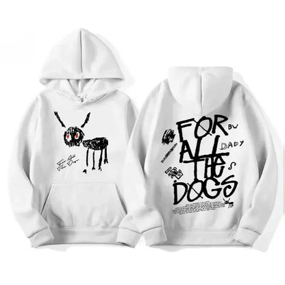 Men's fashion Hip Hop sweatshirt Vintage Streetwear sweatshirt hat all dog pattern printed hoodies from rapper Drake's new album