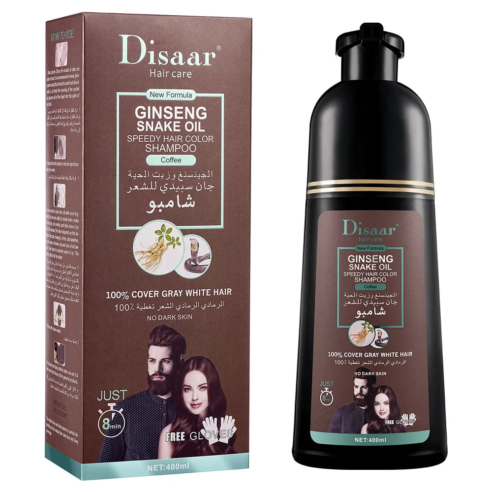 DISAAR 400ML Cover Grey Hair Morocco Argan Oil Care Fast Magic Black Hair Shampoo Dye Repair Damaged Improve Split Hair Rough