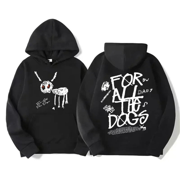 Men's fashion Hip Hop sweatshirt Vintage Streetwear sweatshirt hat all dog pattern printed hoodies from rapper Drake's new album
