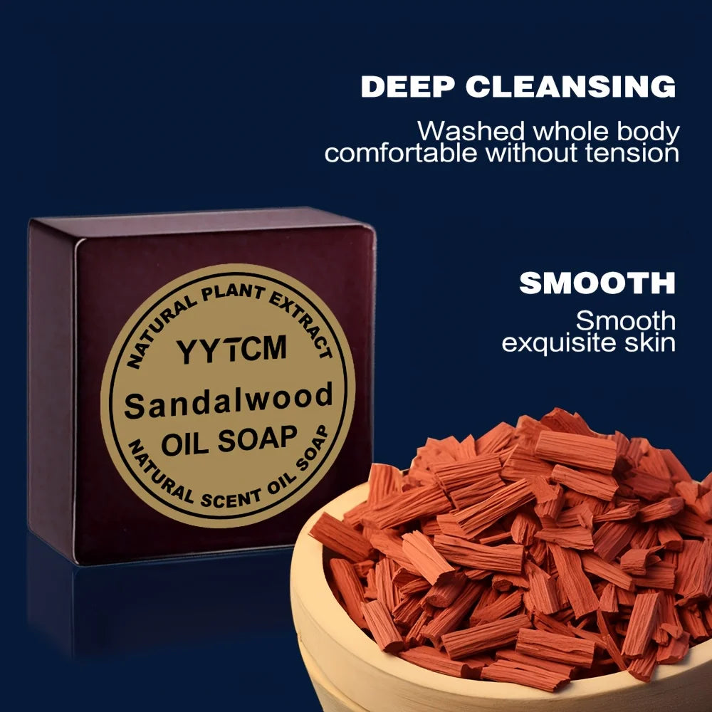 Sandalwood Soap, Men's Fragrance Soap, Long-Lasting Light Fragrance, Bath, Hand-Washing, Face-Washing Soap, Gentle Skin Care, Gift-Giving, Personal Use 65G/Piece Halalzen