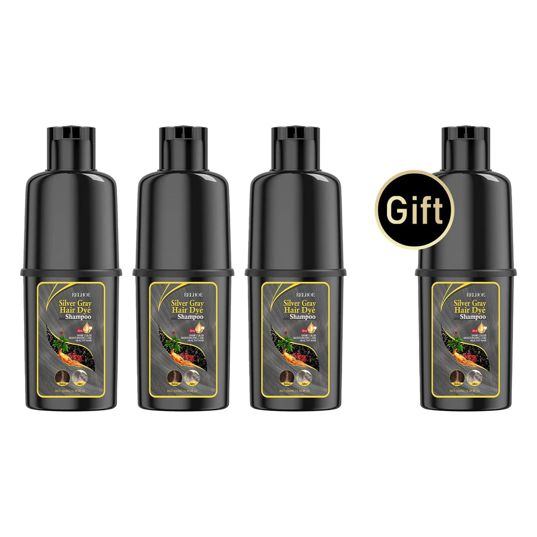 EELHOE 100ml Hair Dye Shampoo Silver Gray Quickly Dye Moisturize Make Hair Soft Shiny High-efficiency Dye Safe Gentle Hair Care HALALZEN