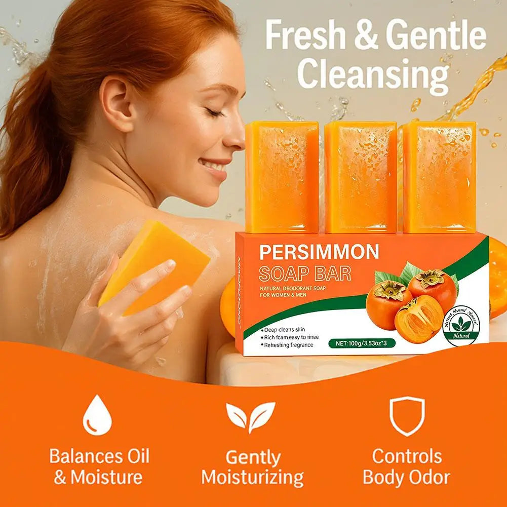 Persimmon Cleansing Soap Bar Exfoliating Brightening Deep Cleansing Deodorizing Soap Nourish Handmade Bath Soap For Skincare